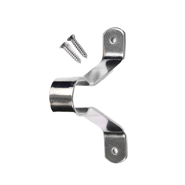 White Hinge Chrome Wardrobe Rail Bracket - Clothes Hanging Rod Support